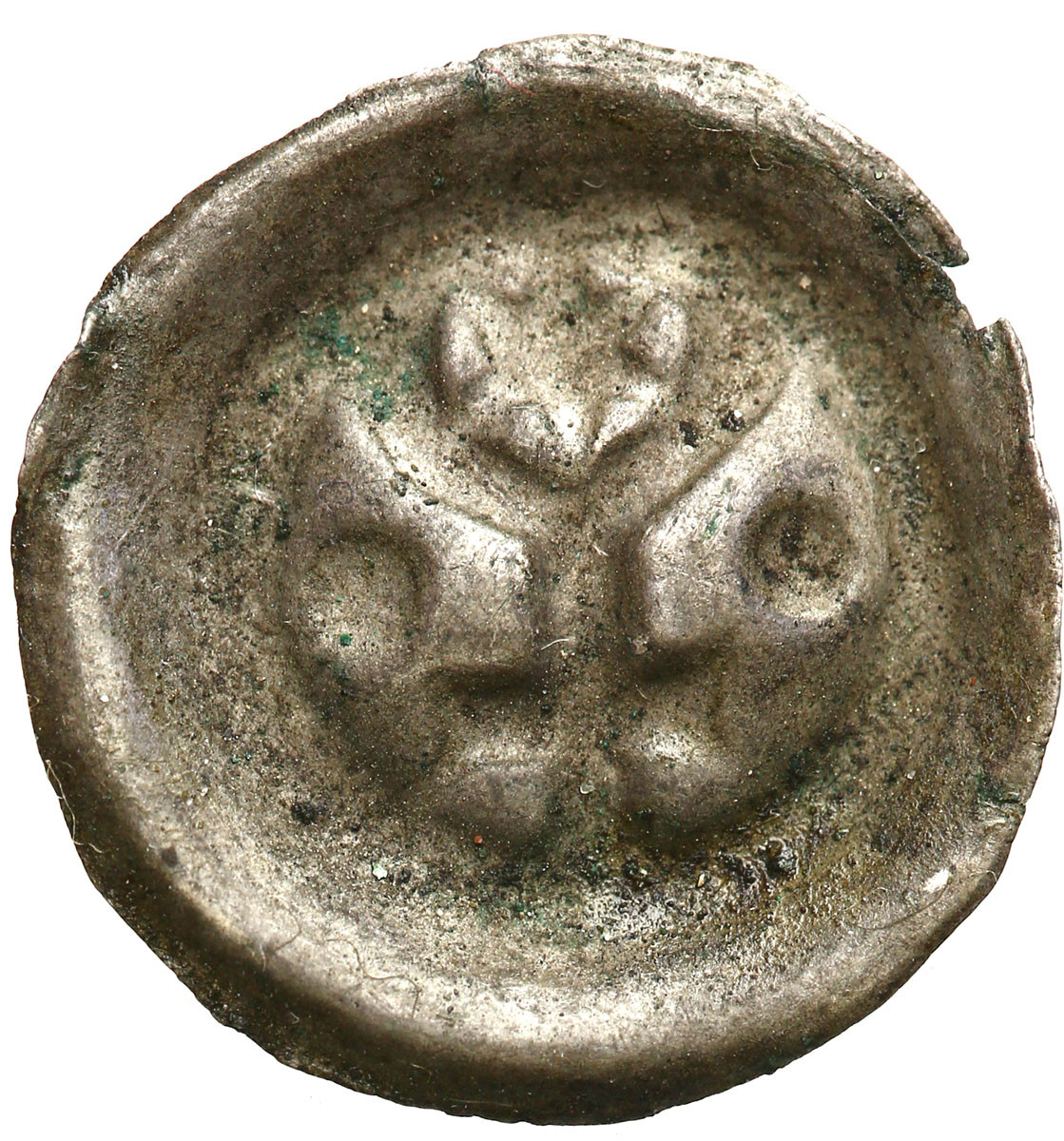 Wielkopolska. Brakteat guziczkowy 1277-1288 - Krzyż na krokwi